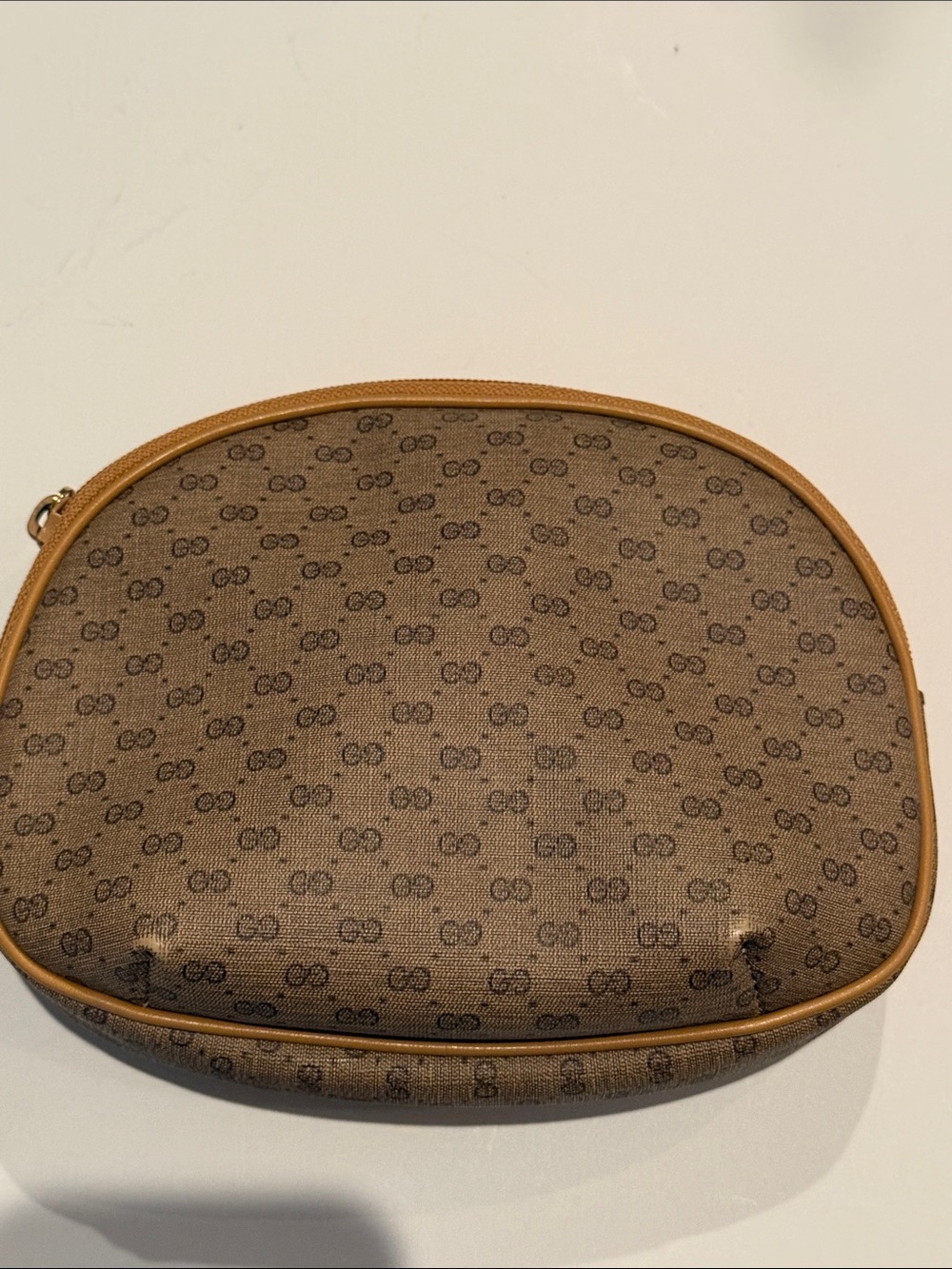 Monogram Canvas Cosmetic Pouch in Brown Tan Makeup bag